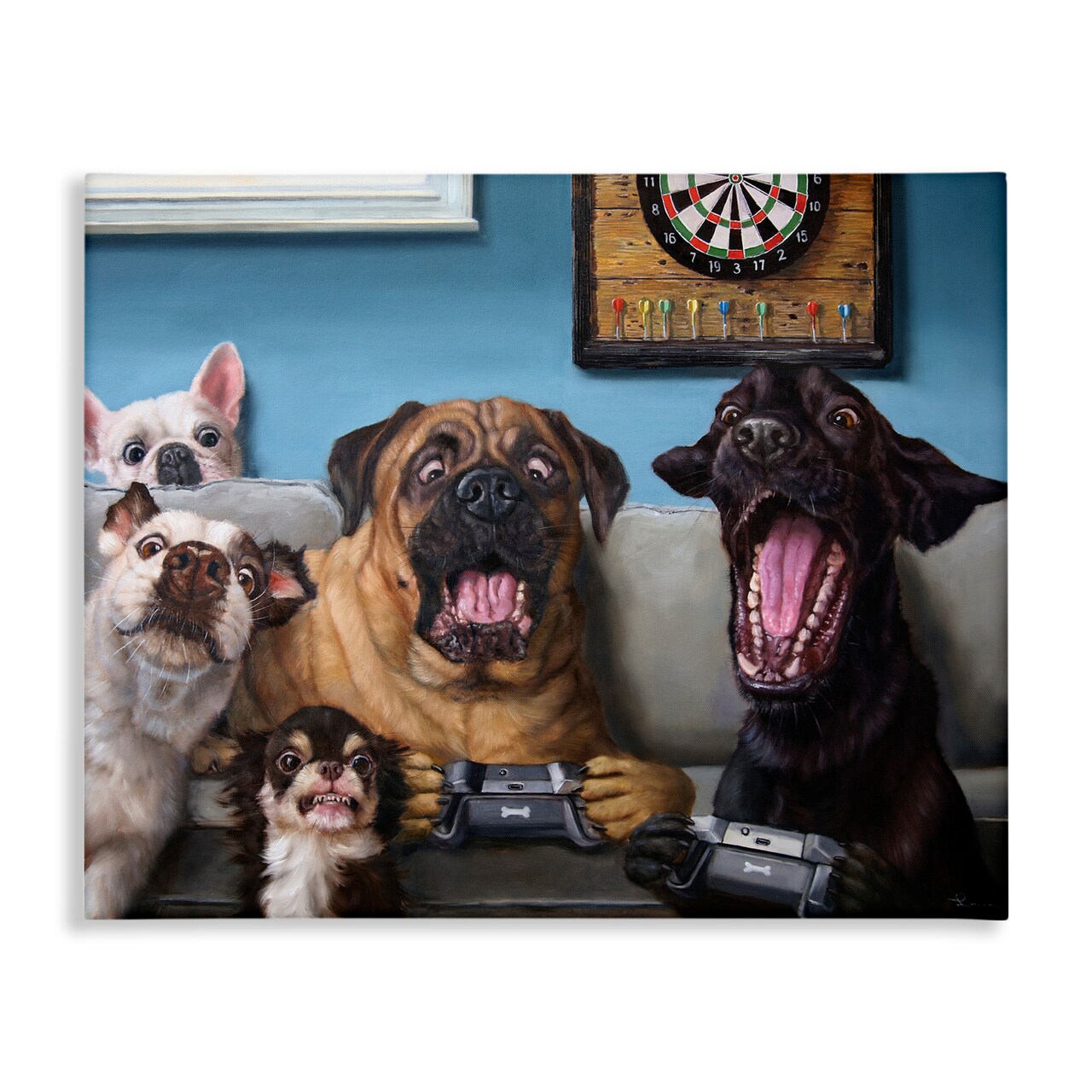 Stupell Industries Funny Dogs Playing Video Games Canvas Wall Art